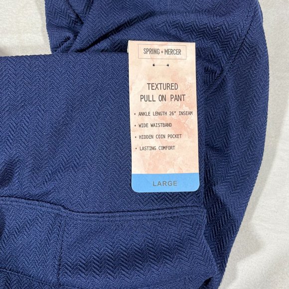NWT Women's Spring & Mercer Textured Navy Blue Pull on Pants, Size Large - Picture 4 of 6